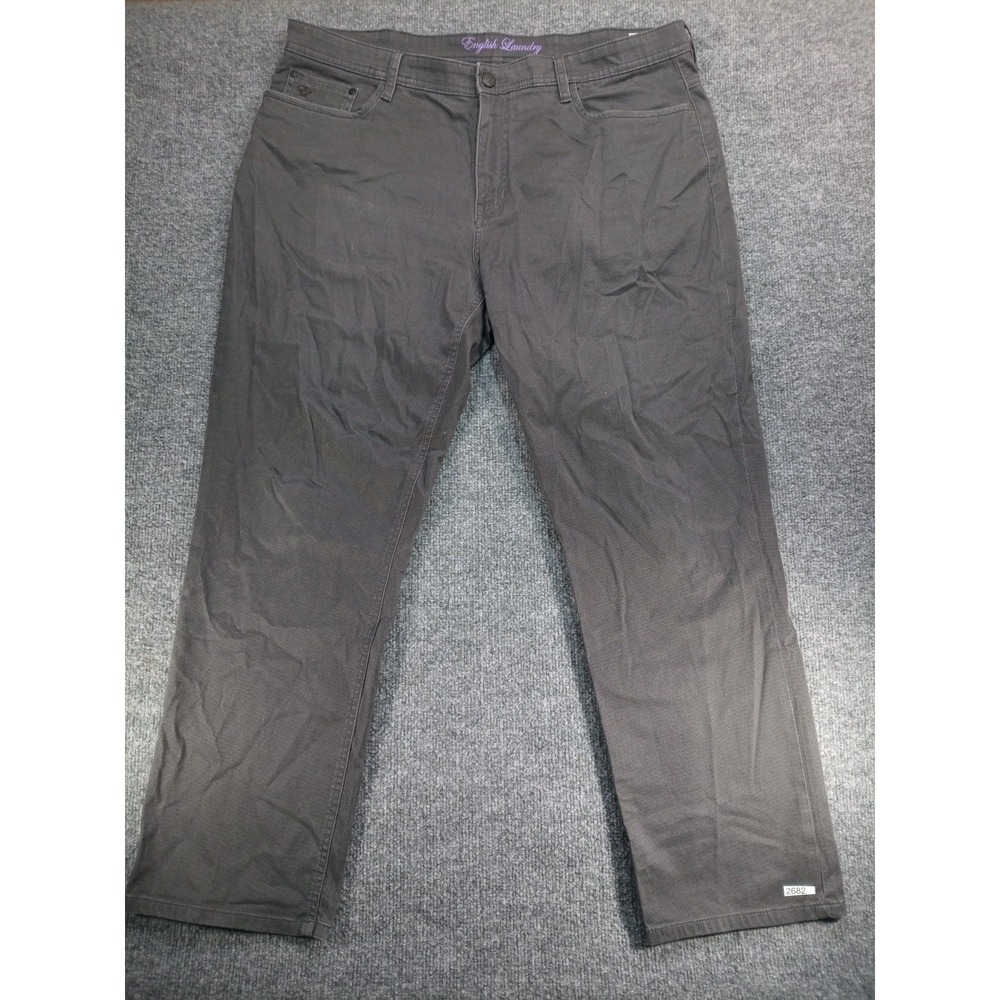 English Laundry Men's 38x30 Gray Chino Pants Stretch Straight Fit Casual Dress